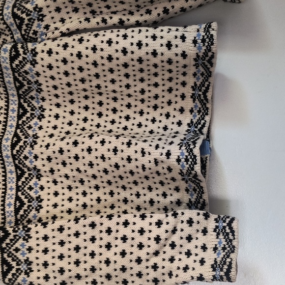 L.L. Bean Cream and Black Blue Nordic Fair Isle 100% Lambswool Cardigan Sz XL Wo - Picture 17 of 17